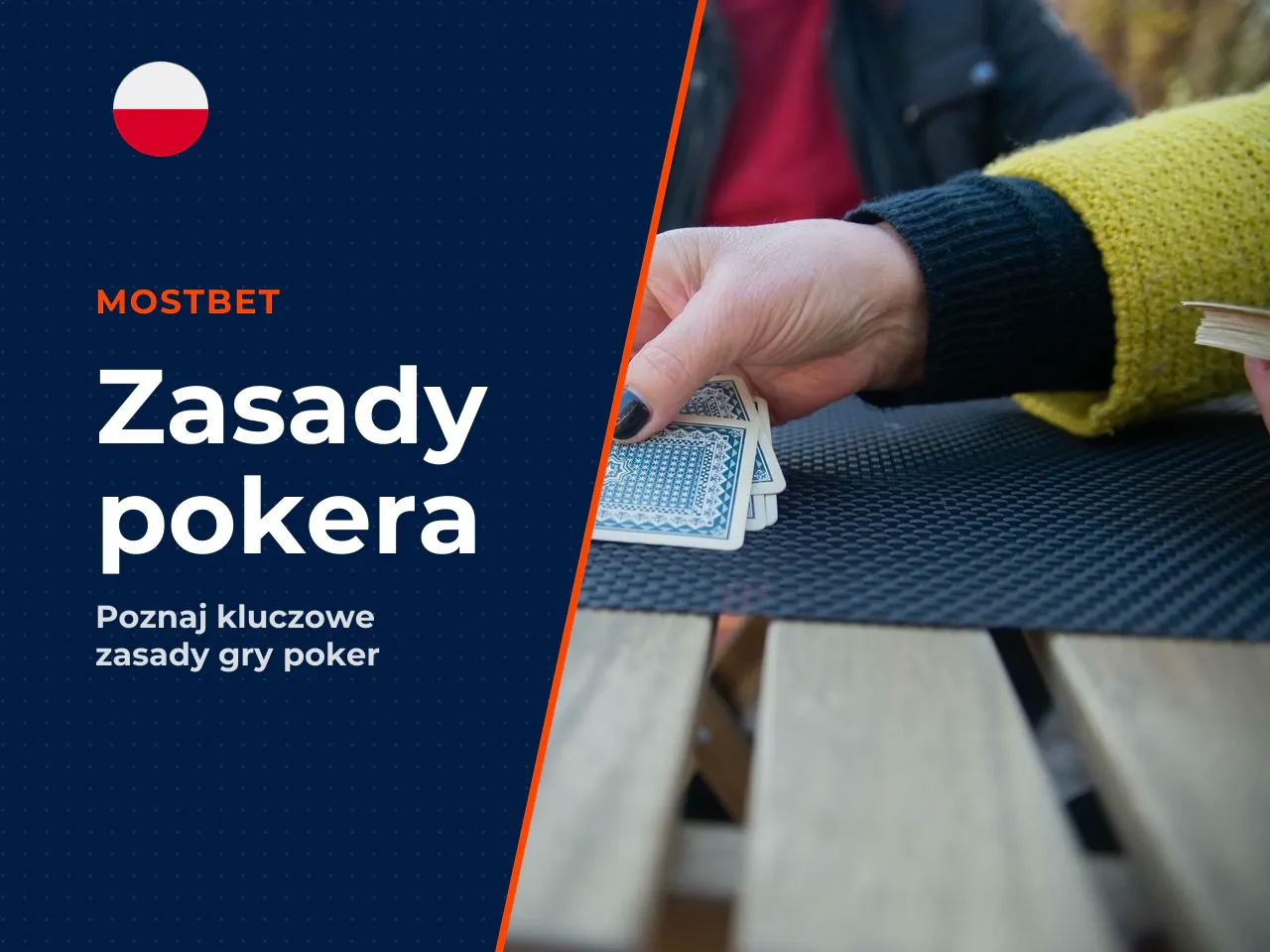 Kolejność akcji w Texas Hold'em. Zanim zostaną rozdane karty, dwóch graczy po lewej stronie dealera musi wnieść obowiązkowe zakłady: **small blind** (mały ciemny) i **big blind** (duży ciemny — zwykle