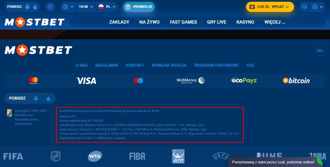 Лицензия казино Mostbet
