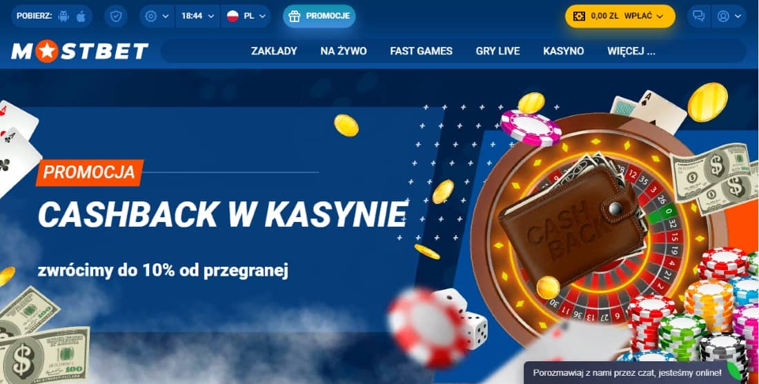 кэшбэк в казино mostbet