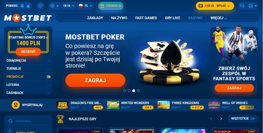 Казино на автоматах Mostbet