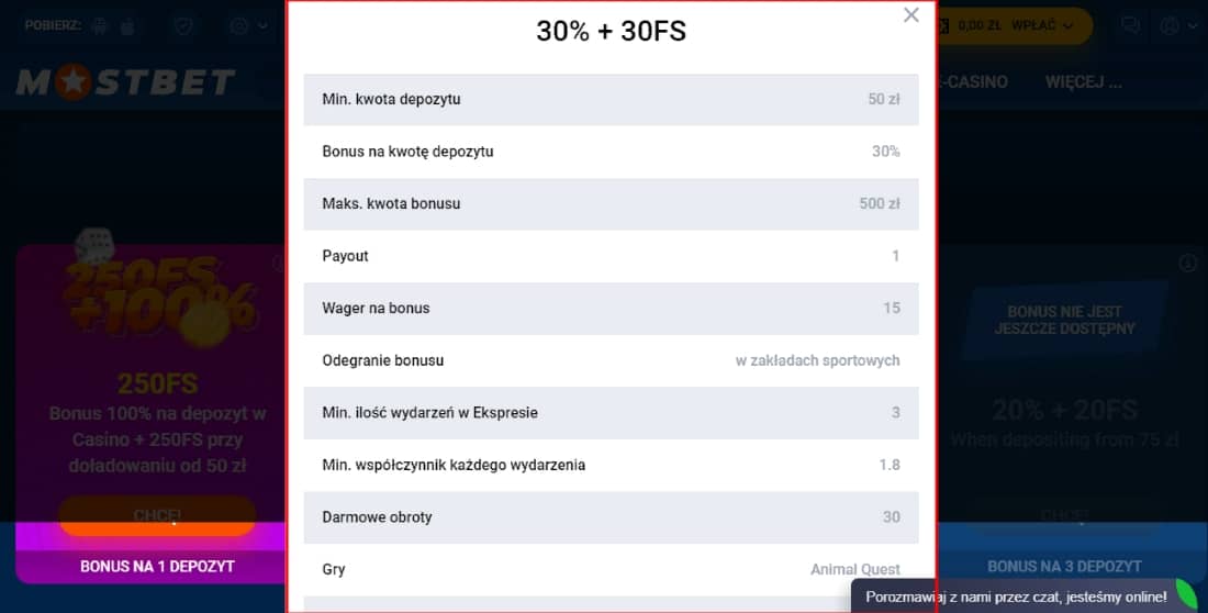 бонус из казино Mostbet