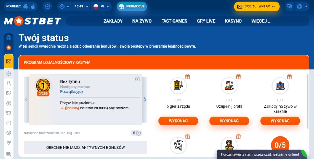 Награда за промокоды казино Mostbet